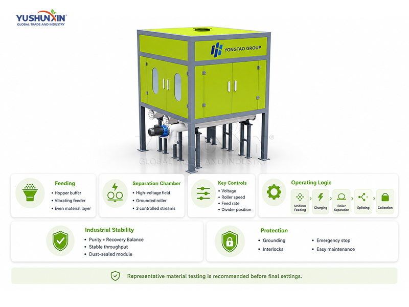 Industrial Electrostatic Separator for E-Waste Fine Material Recovery