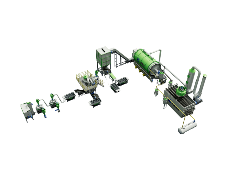 Solar panel pyrolysis processing line