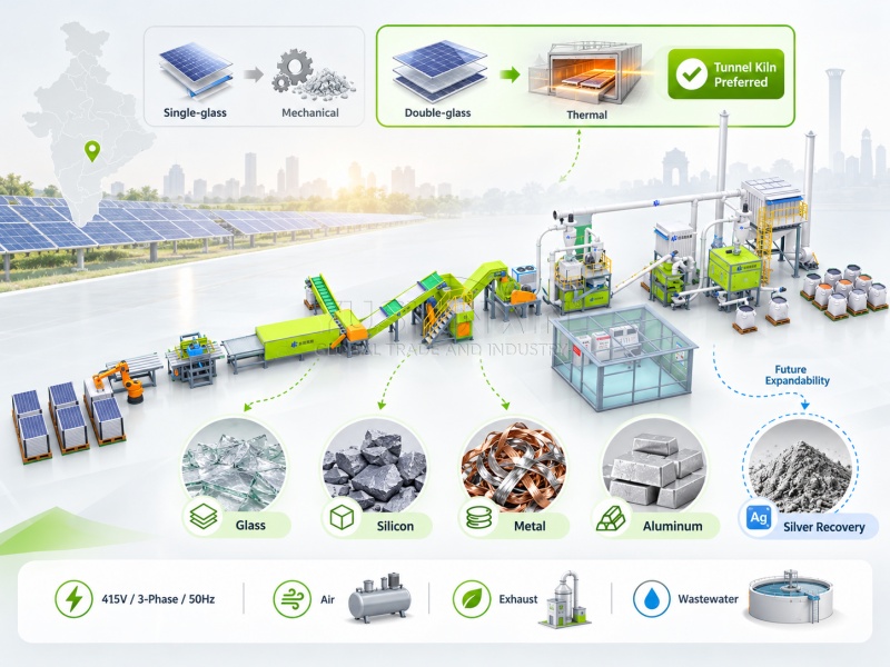1000kg/h Solar Panel Recycling Plant Start in India